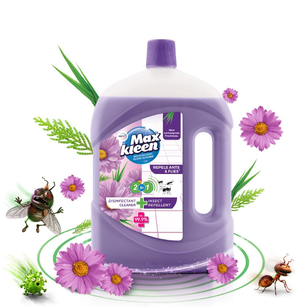2in1 Liquid 1800ml + Insect Repellent with Natural Oils | Disinfectant Floor Cleaner Refill Pack, Lemongrass Fragrance|, Kills 99.9% Germs