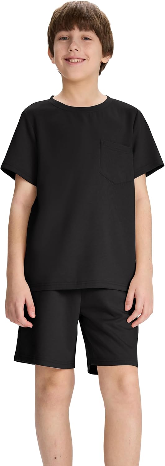 MoFiz Boy's Short Set 2 Piece Crewneck T-Shirt and Short Outfits Summer Casual Sets for Kids - Image 7