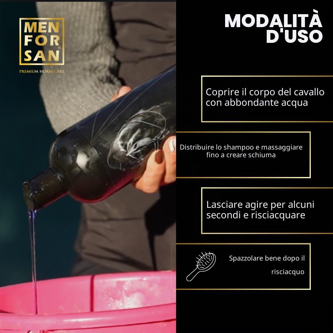MENFORSAN Shampoo alla biotina per cavalli, 1L | BIO - Vegan friendly - 100% naturale | PREMIUM HORSE CARE