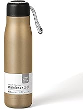 زجاجة مياه من دوسجت مصنوعة الستانلس ستيل 304 مانعة للتسرب بطبقة مزدوجة مفرغة الهواء خالية BPA وصديقة للبيئة كوب معزول يحافظ على الماء الساخن او البارد. بلون ذهبي بسعة 500 مل