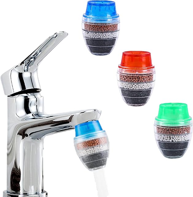 3 Pack Faucet Mount Filters, Sink Tap Water Filter, Carbon Water Filtration Faucet Clean Purifier Filter Cartridge for Home Kitchen Bathroom Water Tap Removes Chlorine Fluoride Heavy Metals Hard Water