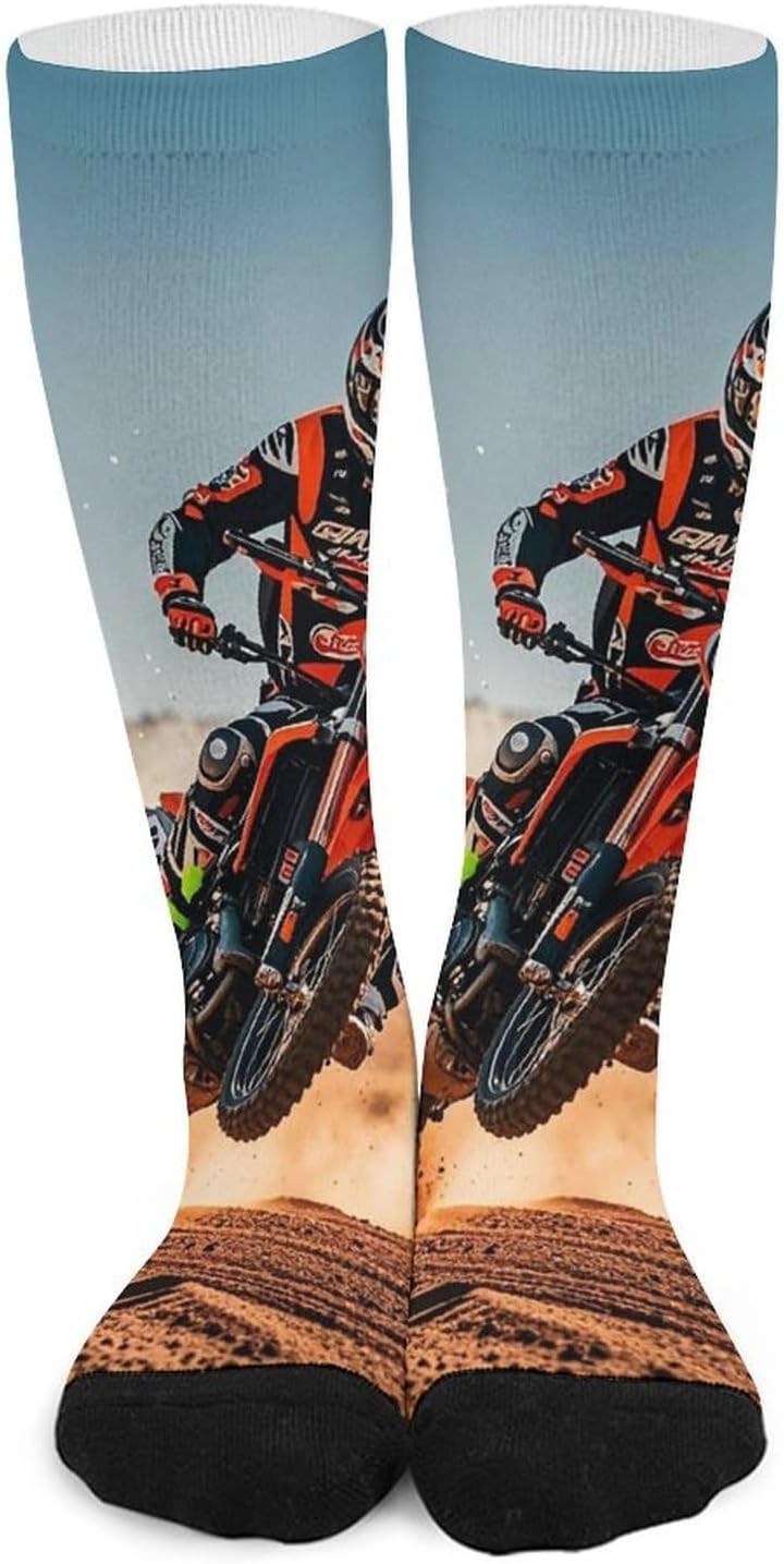 Sports Motorcycle Knee High Soccer Socks Moisture Wicking
