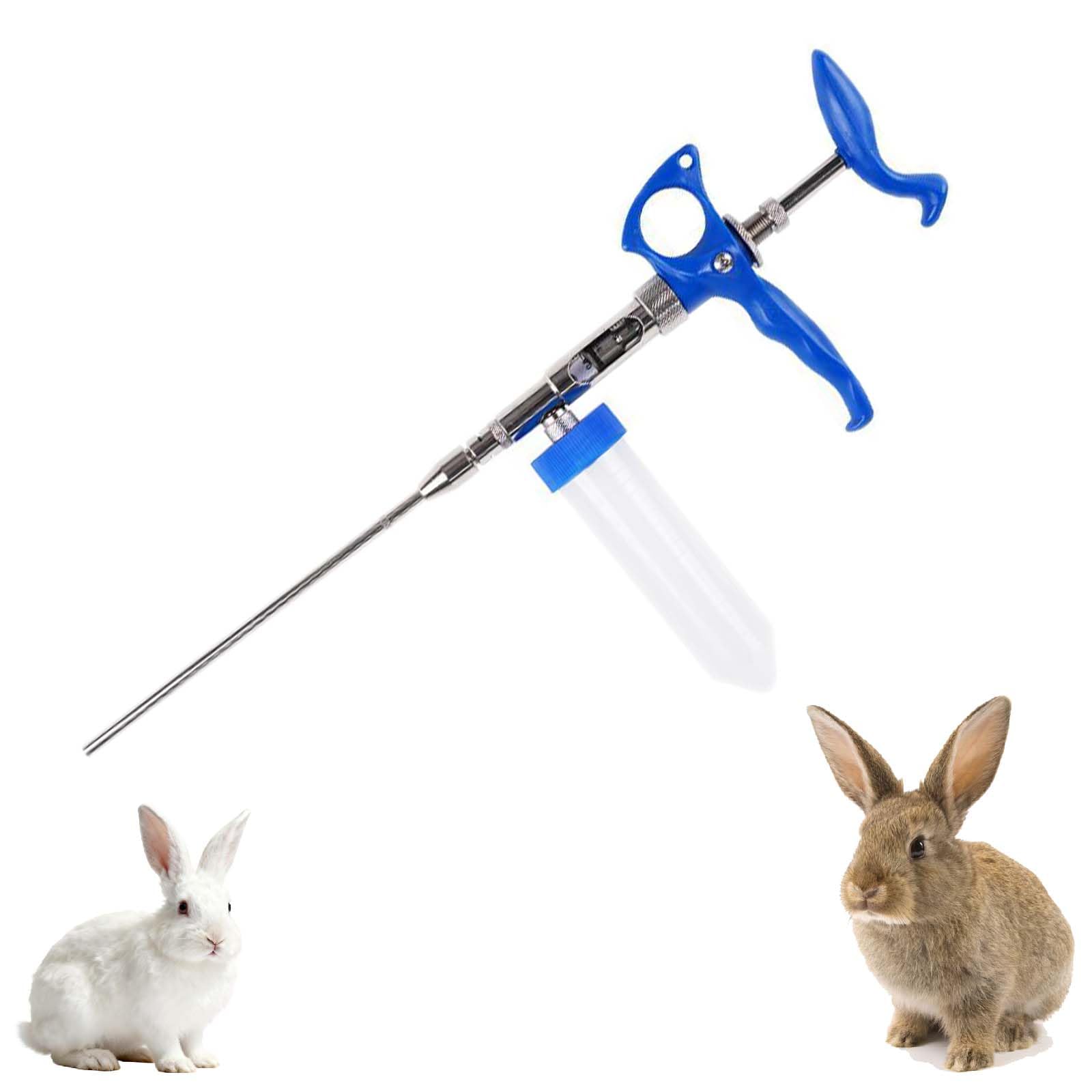 Pistola per inseminazione artificiale per conigli, iniezione continua rapida e precisa, acciaio inossidabile, regolabile da 0,1 a 2 ml Attrezzatura per l'allevamento di conigli da carne e conigli Rex