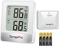 Vista 1 de ThermoPro Termómetro inalámbrico para interiores y exteriores de 500 pies, termómetro de invernadero exterior con sensor de temperatura, termómetros