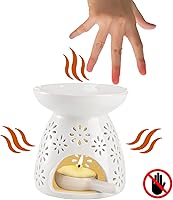 Vista 4 de Lawei Juego de 3 portavelas de cerámica, quemador de aceite esencial, quemador de cera derretida, difusor de aroma de aromaterapia para decoración