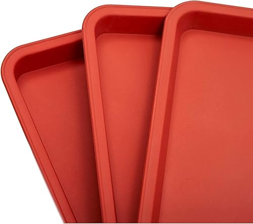 Miniatura 6 de Juvale Paquete de 8 bandejas de plástico para goteo, macetas, ollas, bandejas rectangulares para interiores y exteriores (rojo terracota, 6.5 x 12