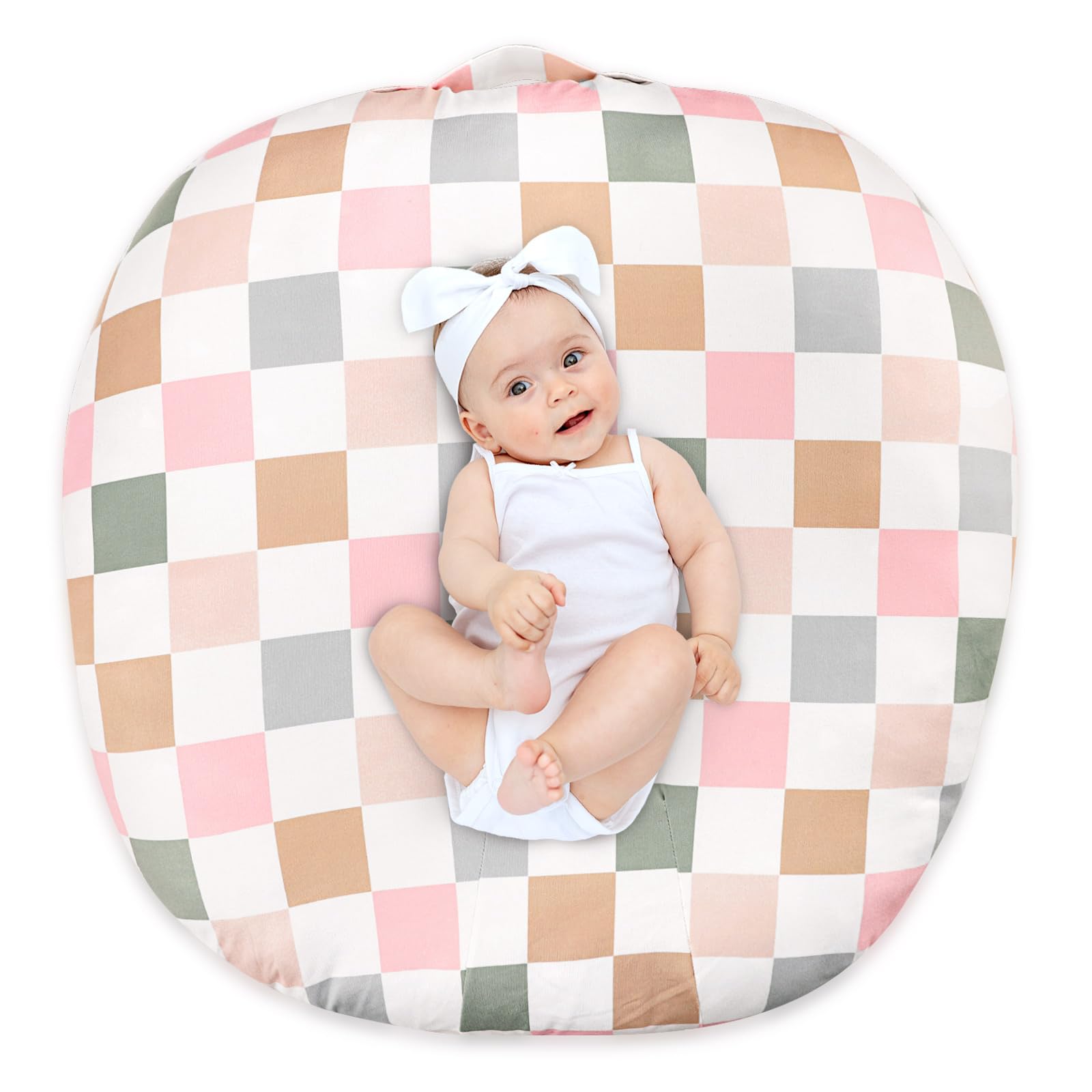 Funda para tumbona de recién nacido, funda extraíble, ultra suave y cómoda, funda extraíble para almohada de tumbona para bebé, almohada de tumbona a cuadros de colores (no incluida)