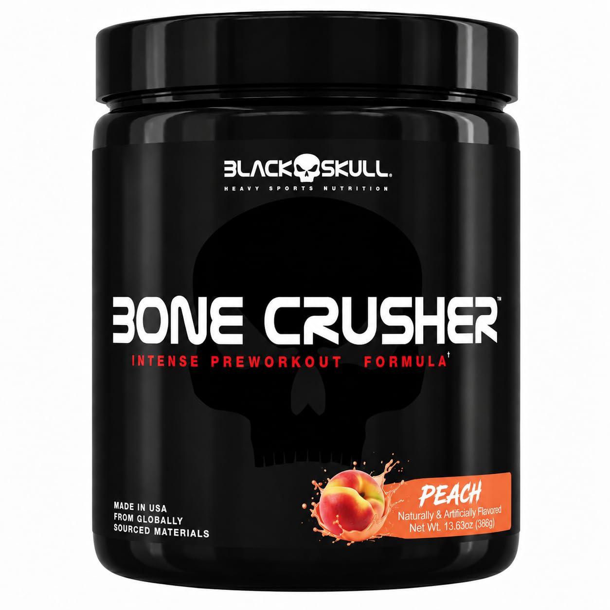 BLACK SKULL Bone Crusher Pre Workout Powder, Preworkout Energy & Focus Supplement, Supports Strength, Endurance & Pumps, Creatine, Beta Alanine (20/40 Servings, Tropical Peach) Unflavored