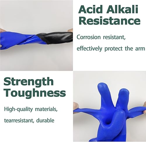 Miniatura 2 de LIICHAAO Guantes de pesca impermeables largos, guantes de hiedra venenosa de limpieza, piscina de acuario, abrasión resistente al codo largo
