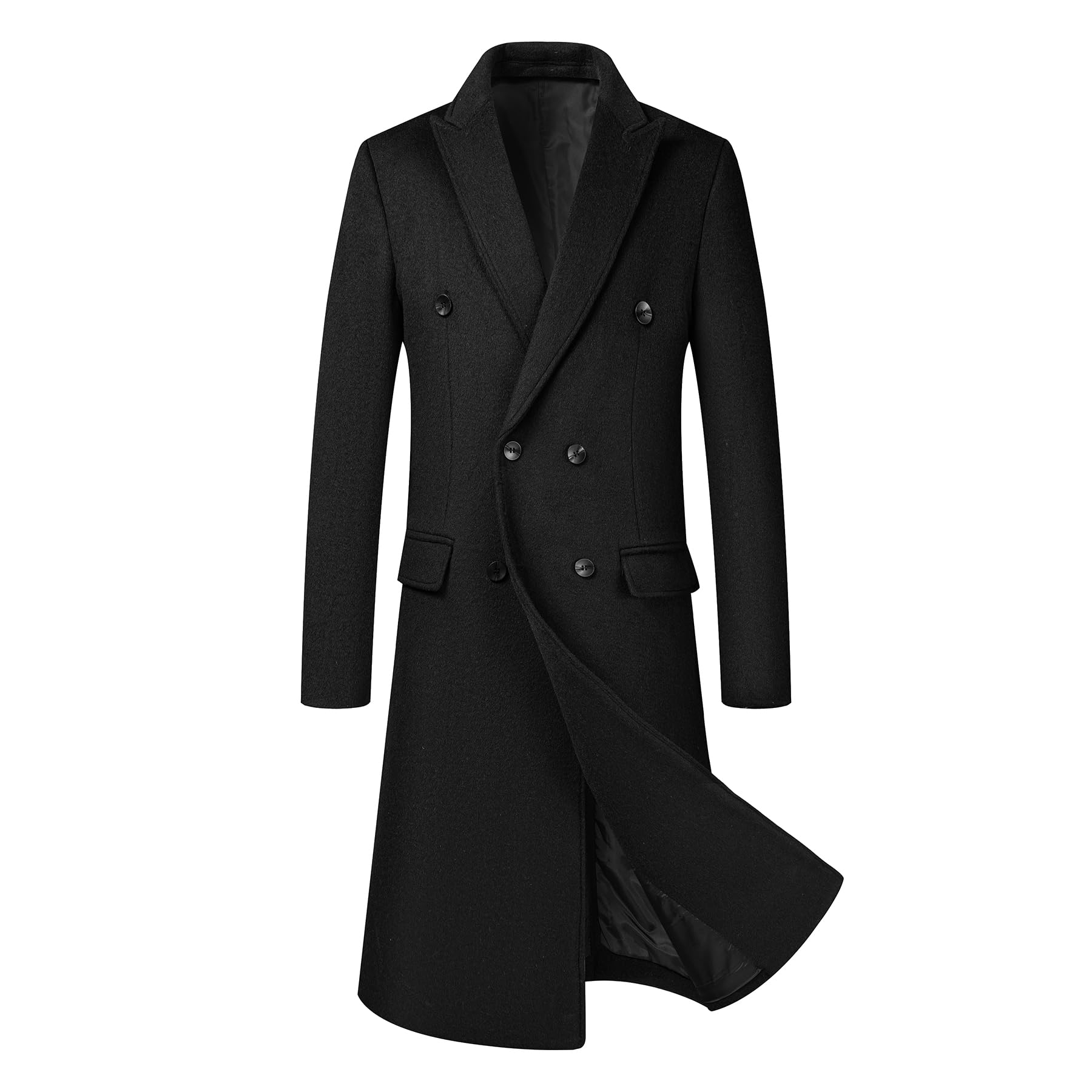 Allthemen Cappotto da Uomo Invernale Lungo Trench Coat Doppiopetto Caldo Casual Lana Coat Slim Fit Business Outerwear a Vento