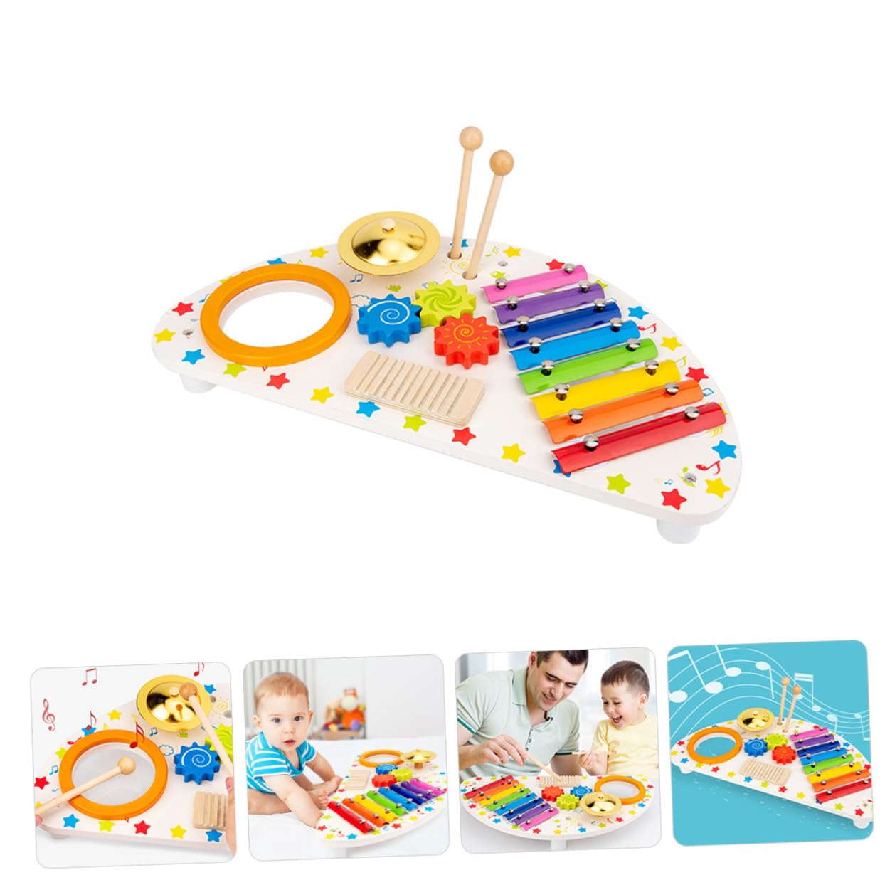 Set di Strumenti Musicali in Legno per Ragazzo Ragazza Xilofono e Percussioni per Divertimento e Apprendimento Musicale