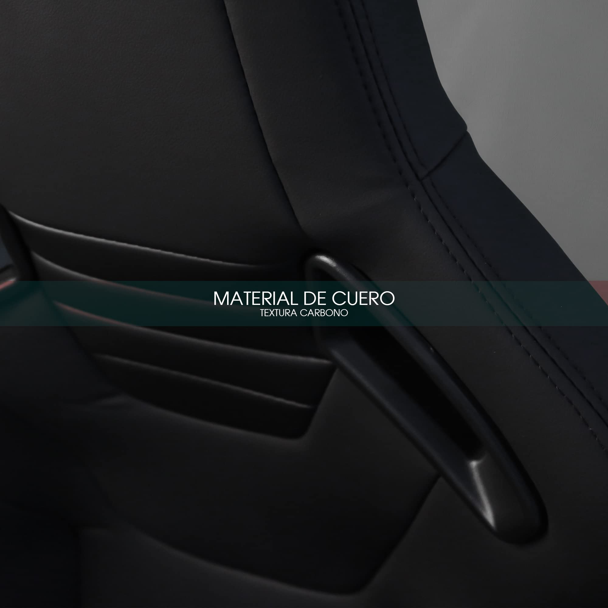 M MODAUTO Asiento Deportivo Coche,Semibaquet Ajustable,Ríeles incluidos,Conductor y Pasajero, para Coche y Simulador de Conducción,Modelo N775L,Asiento Negro con Carbono