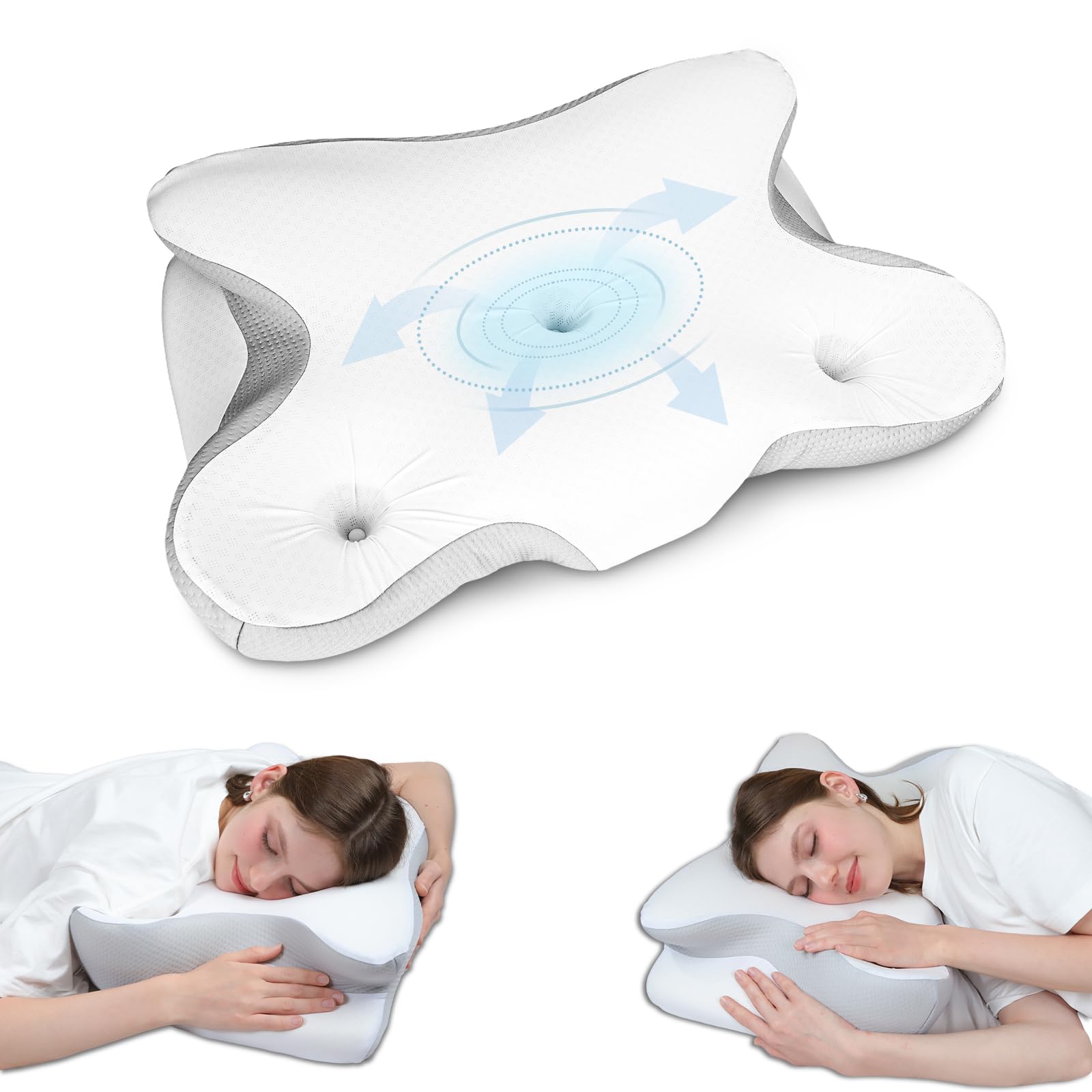 Cervical Pillow for Neck Pain Relief - Ergonomic Memory Foam Pillow Cooling Sleeping Side Sleeper Pillow for Neck