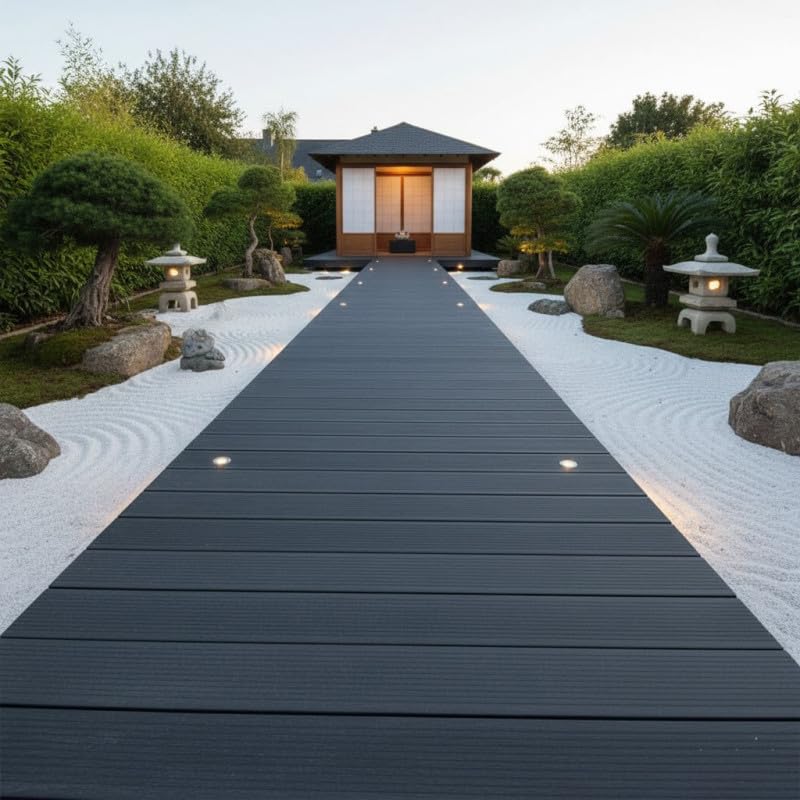 Lame terrasse bois composite plein Maxima L 360 cm Gris anthracite, ep.22mm, l.14 cm, L.360 cm