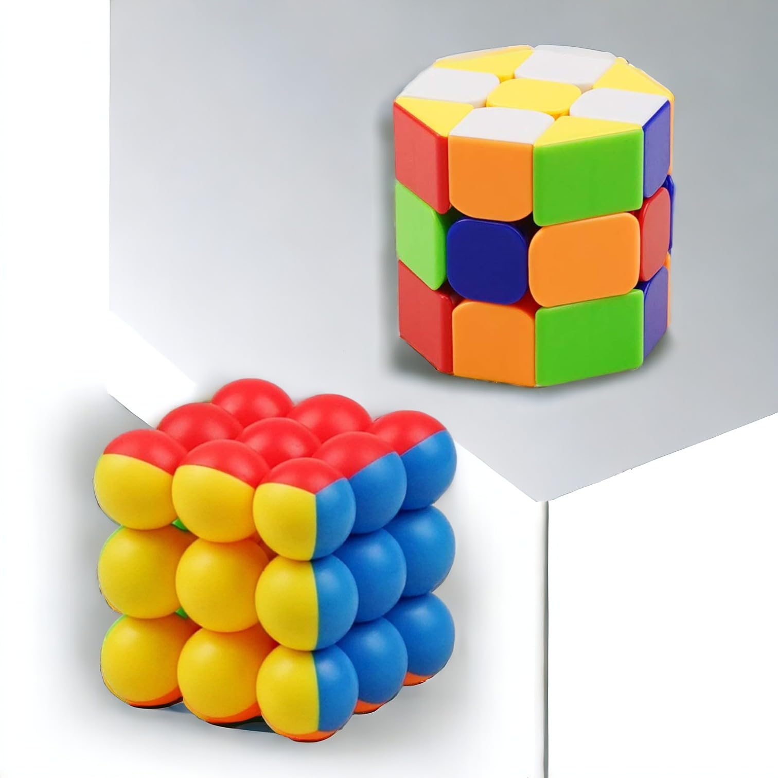 Toys Treasure Combo of 3x3 Barrel Cube & 3x3 Bubble Cube High Speed Magic Cube - The Ultimate Puzzle Set for Fun and Learning (Combo of Barrel Bubble Cube)