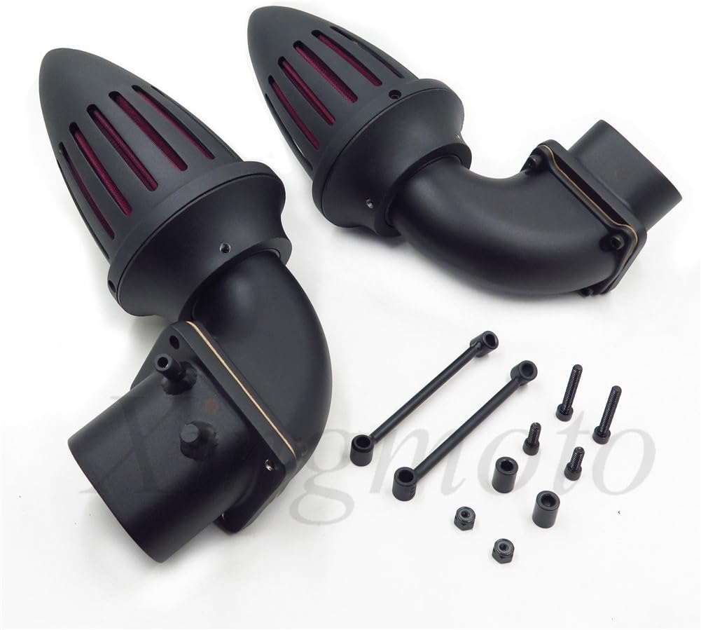 Xingmoto AfterMokit Dual Bullet Air Cleaner Intake with Red Filter for Suzuki Boulevard M109R VZR1800 Intruder M1800R Matte Black