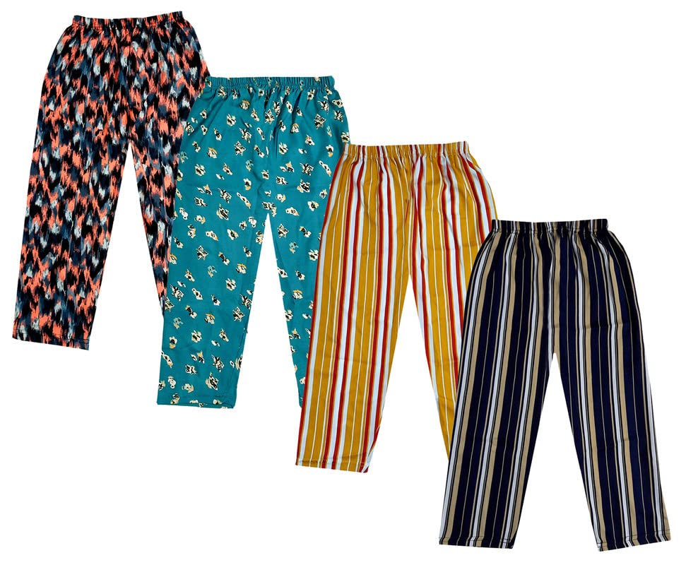 Image of IndiWeaves Girls Crepe Printed Regular Fit Capri 3 /4th Pants (Pack of 4) Dark Blue::Green::Grey