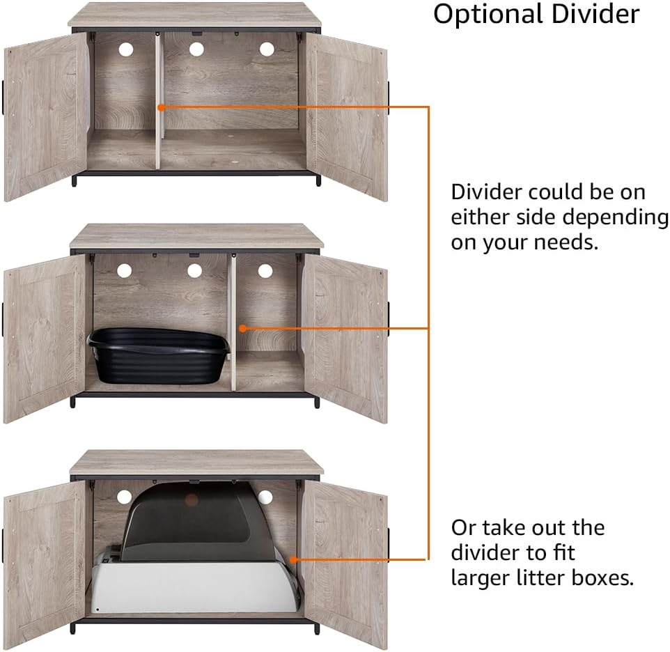 unipaws Top Opening Cat Litter Box Enclosure, Flip Top XL Extra Large Cat Box Furniture, Friendly to Elderly People, High Jumbo Automatic Litter Box Cover Hidden for Large Cat