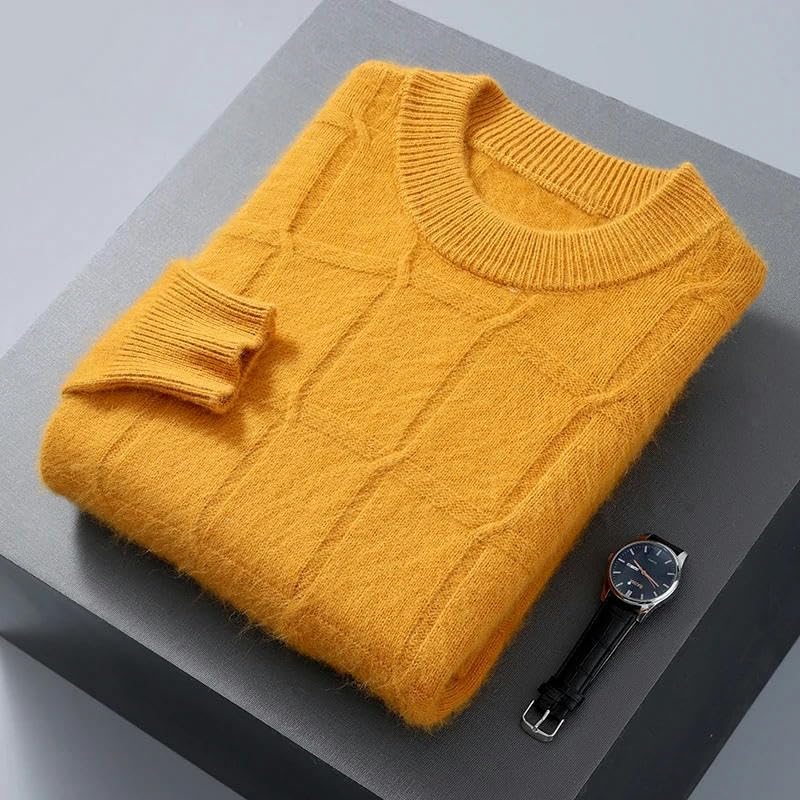 Autumn Winter Cashmere Sweater Round Neck Men's Thickened Sweater Simple Knitted Twisted Flower Warm Pullover2