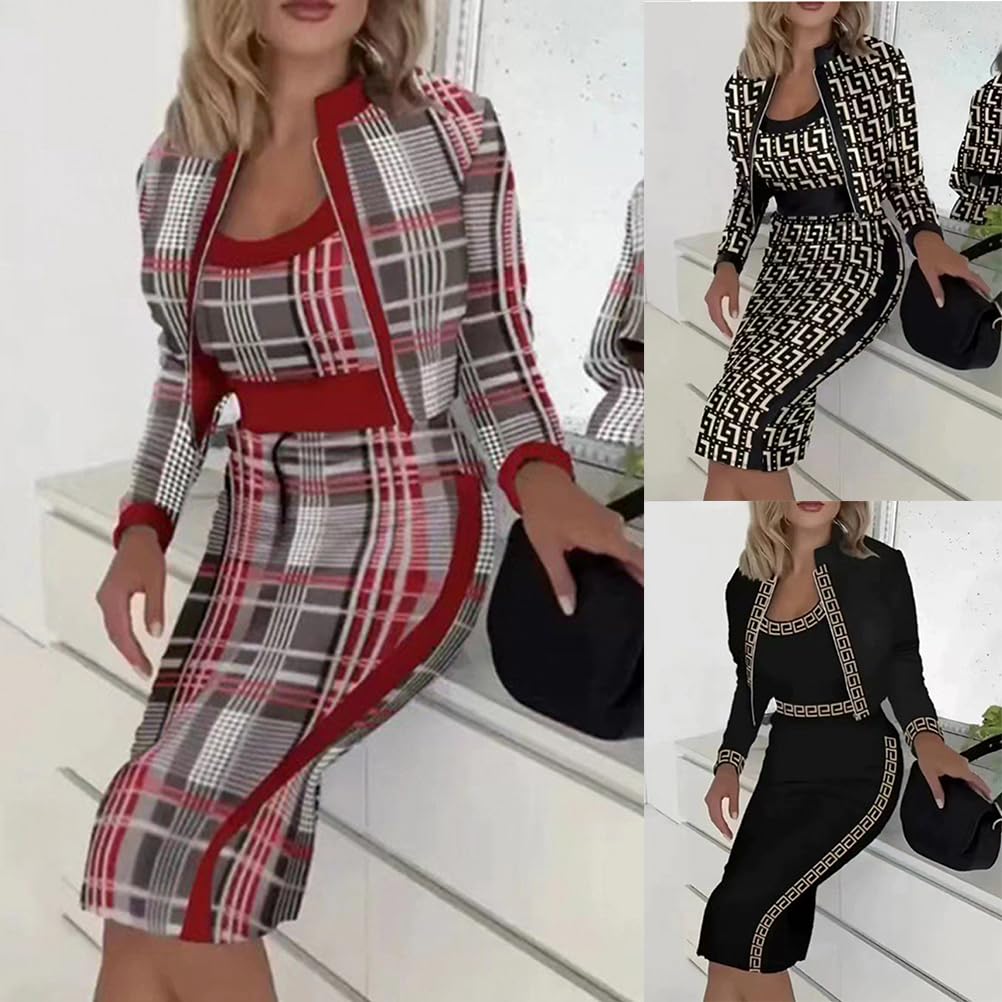 shownicer Ensemble 3 Pièces Femme Slim Fit Tank Top + Jupe Taille Haute + Cardigan Casual Cocktail Outfits