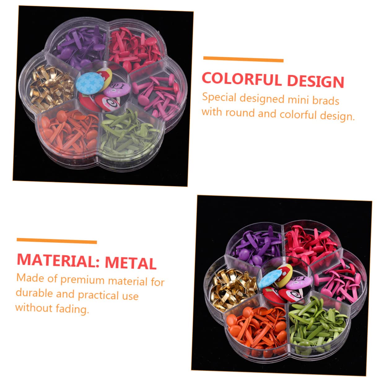 SHINEOFI 2 Ensembles Clous en Métal en Forme De Champignon pour Scrapbooking Attaches Loisirs Créatifs pour Enfants Attaches Colorées Petites Attaches 2 boîtes*2