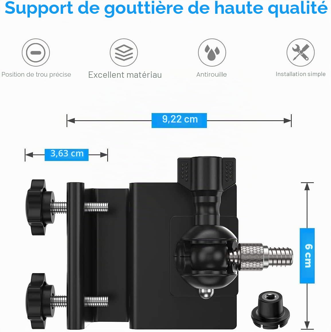 Lot de 2 supports de gouttière résistants aux intempéries pour Blink XT/XT2/Blink Outdoor 3/Outdoor 4/Outdoor 2K+/Blink Mini/Mini 2, support de caméra réglable en aluminium pour caméra