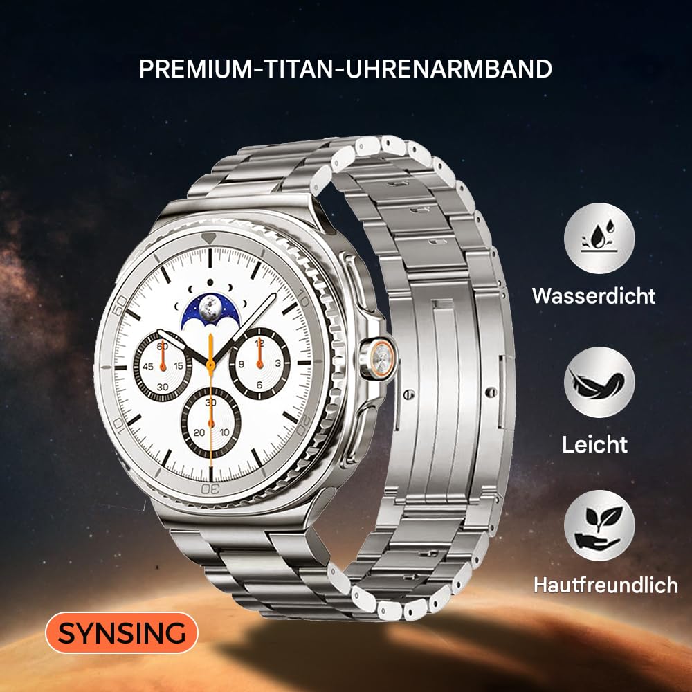 Bracelet en métal titane sans outils compatible avec Samsung Galaxy Watch 8 40 mm, 44 mm/8 Classic 46 mm (2025), Galaxy Watch 8/8 Classic pour homme et femme