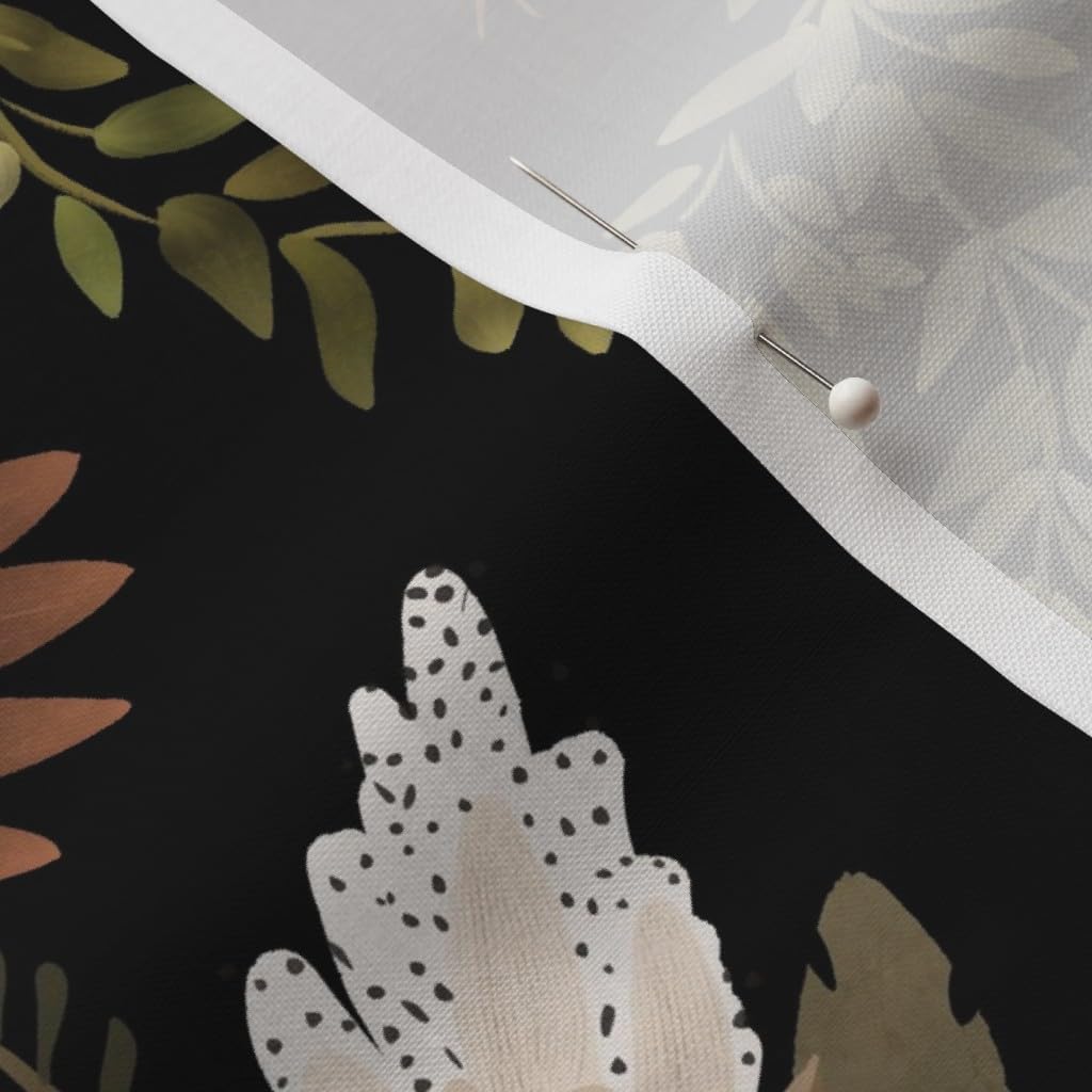 Spoonflower Fabric - Boho Flowers Moody Floral Bohemian Dark Botanical Earth Tones Printed on Petal Cotton Fabric Fat Quarter - Sewing Quilting Apparel Crafts Decor