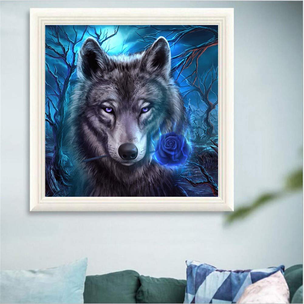 Kit Diamant Peinture 5D Grand Format Loup Indien - 30x80 Cm - Broderie Diamant Strass Rond Pour Déco Maison