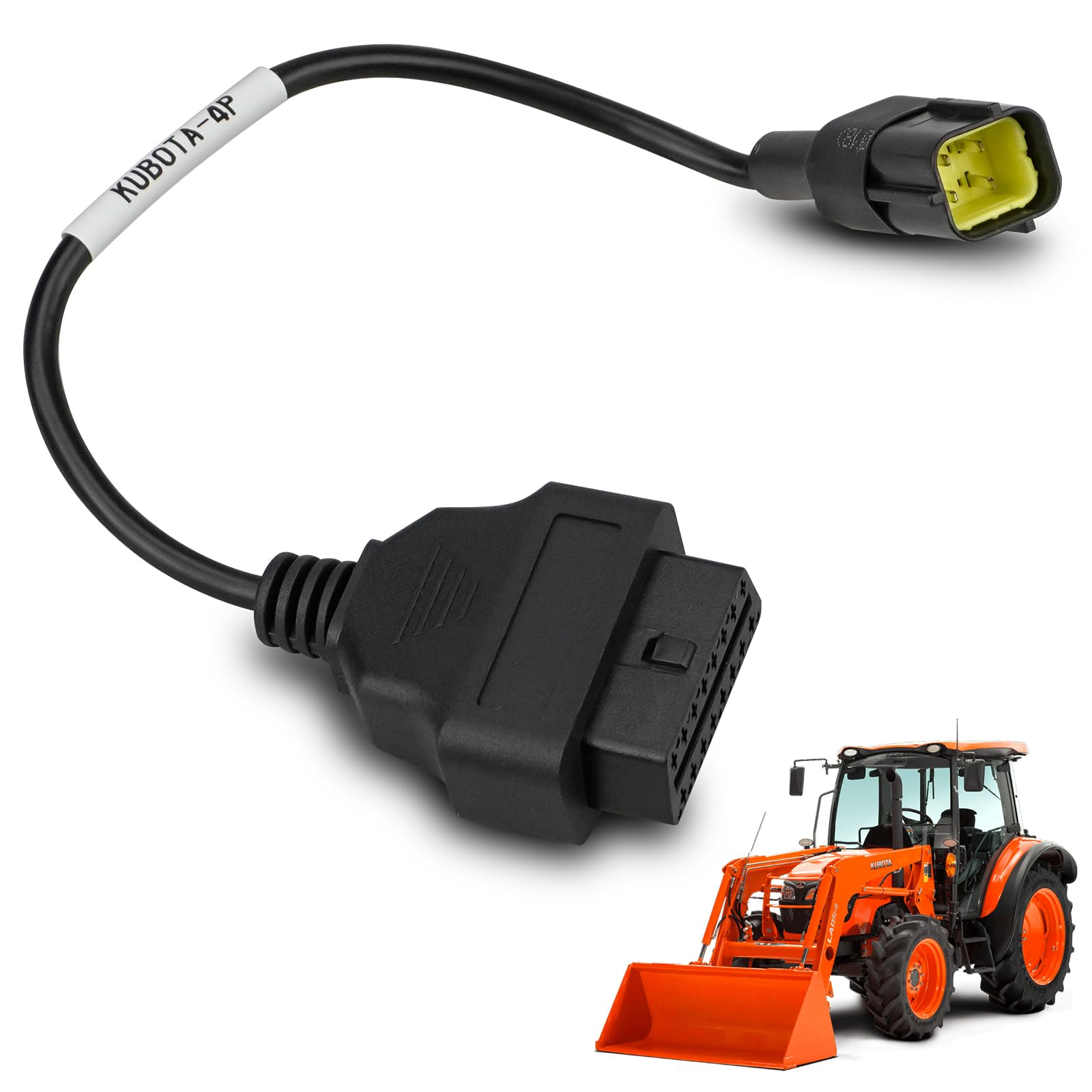 Cavo adattatore OBD2 per veicoli Kubota, 4 pin a 16 pin OBD1 a OBD2 connettore diagnostico, compatibile con strumenti di scansione OBD II, sostituisce 3824-26