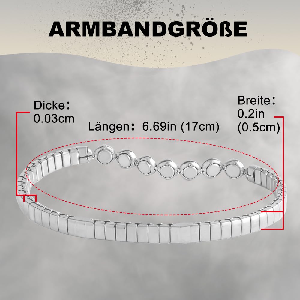 HAQI Magnetarmband für Damen Edelstahl Elastisches Armband Energie Magnetfeldtherapie Arthritis Schmuck Dehnbar
