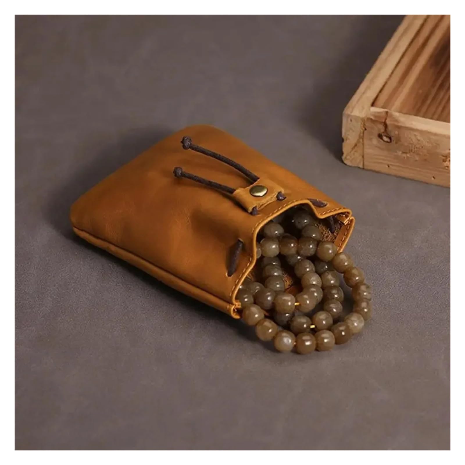 Sacchetto in Pelle con Coulisse Portafoglio Portamonete Borsa portaoggetti con Coulisse in Ecopelle in Pelle | Brown L