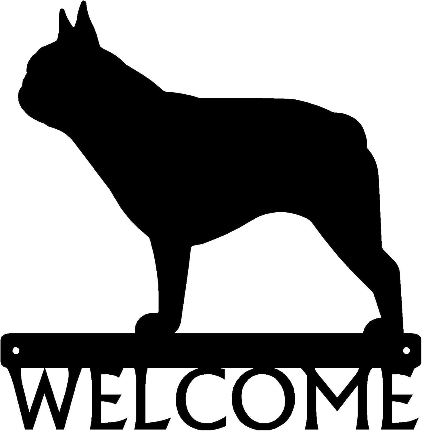 French Bulldog Dog 12" Wide Metal Welcome Sign for Porch & Front Door. Made in the USA