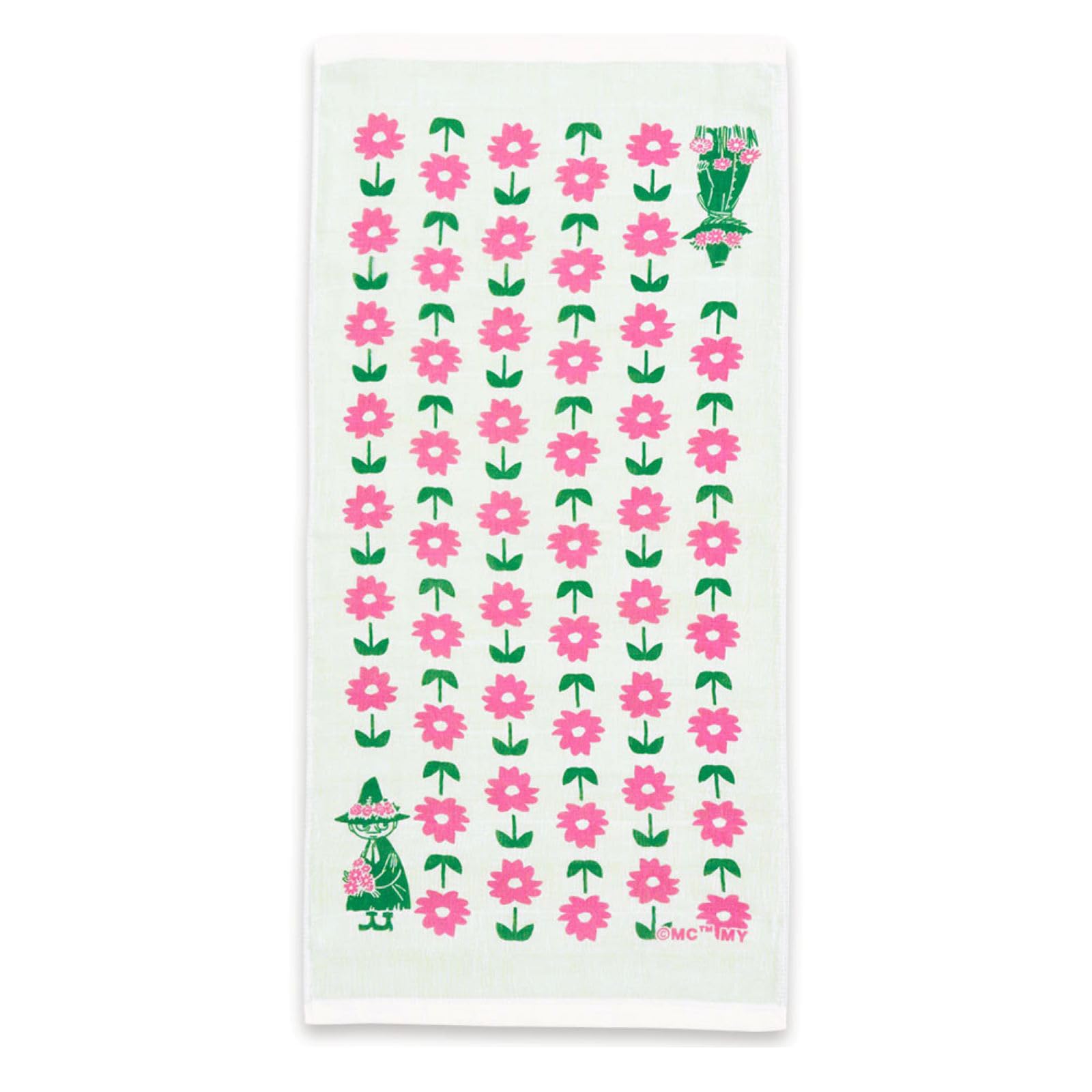Miyamoto Towel 05987 Miyamoto Dish Towel, Moomin, Double Gauze Kitchen Cloth, Snuff Skin & Flower, Made in Japan, Ivory, Approx. 13.4 x 27.6 inches (34 x 70 cm) - Snuffkin & Flower