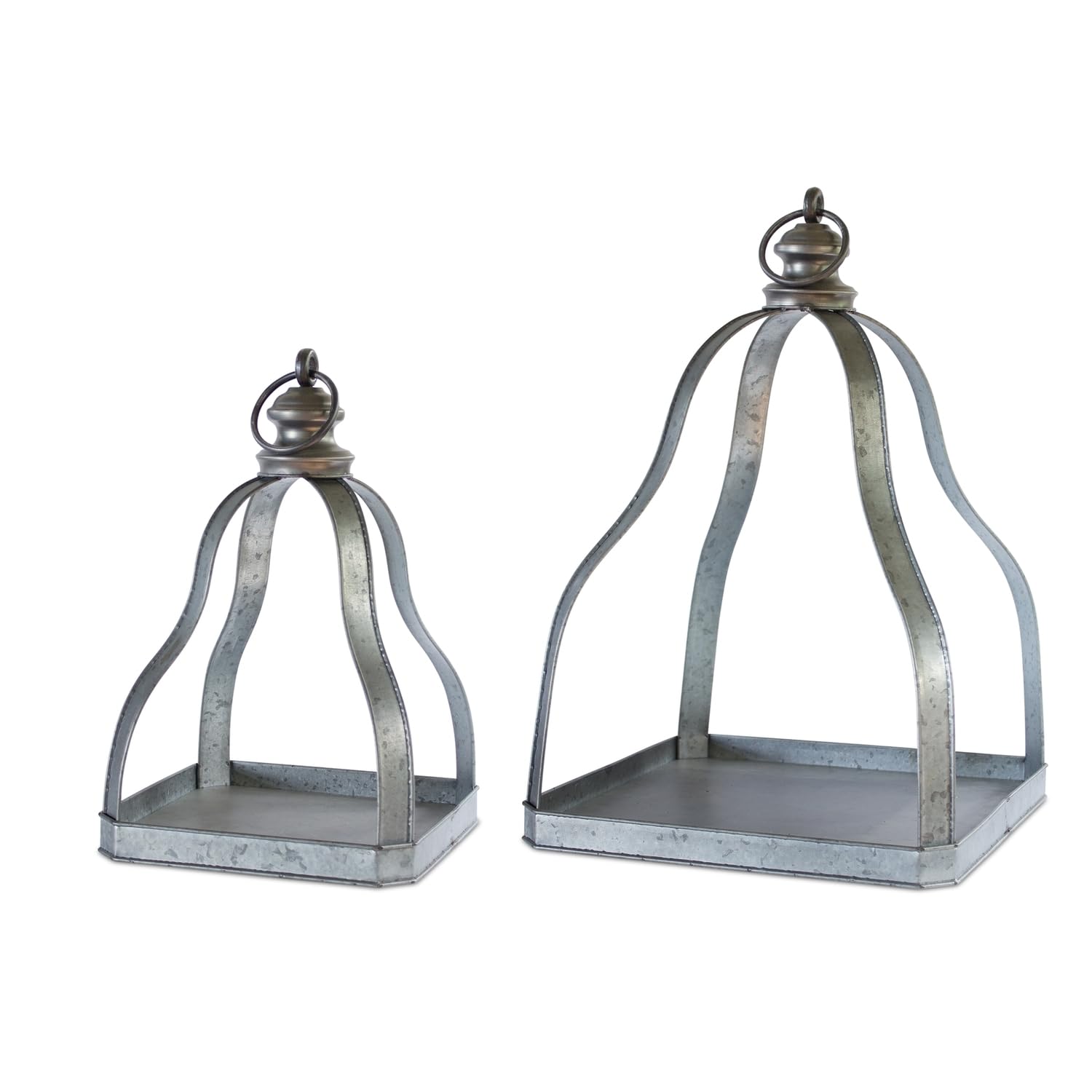 Maykoosh Galvanized Metal Lantern with Open Design (Set of 2)