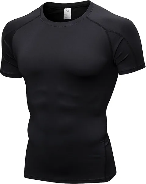 LEICHR Men's Compression Shirts Short Sleeve Breathable Sports Athletic Quick Dry Tops Workout Base Layer Cycling T-Shirts
