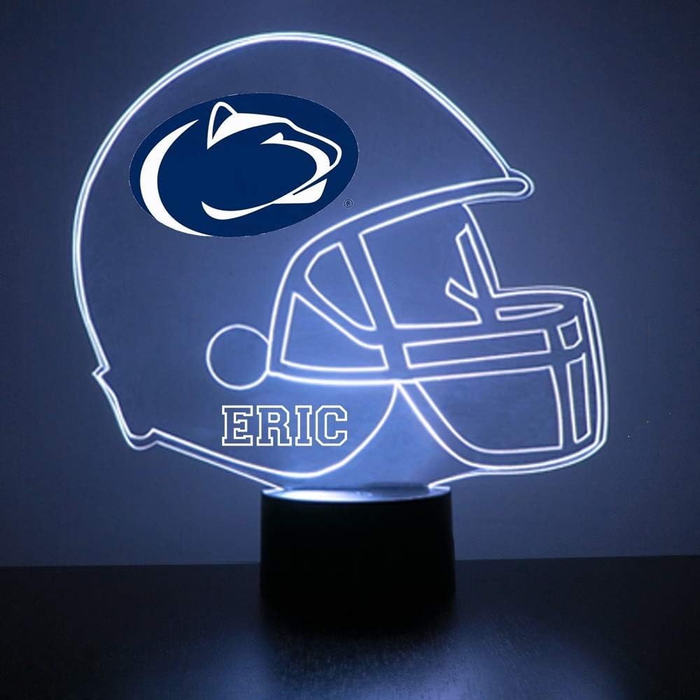 Custom Penn State University Nittany Lions Football Helmet LED Sign Night Light Lamp with Remote, Personalized Text, Officially Licensed from The CLC by Mirror Magic Gifts, Made in The USA