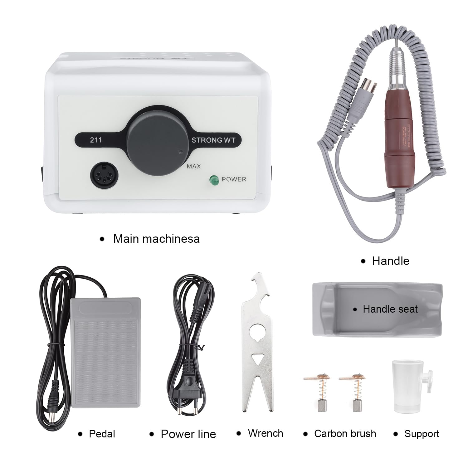 Lime à ongles électrique 65 W forte max 211 pour ongles en acrylique 35 000 tr/min, 120 outils de manucure, bijoux de laboratoire, outils de sculpture sur bois de jade