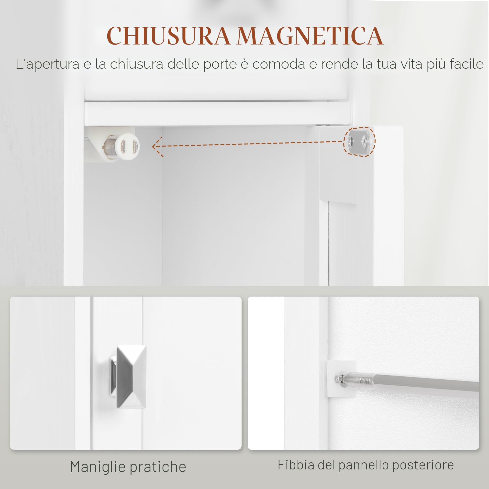 HEXCELEN Mobile da Bagno, Mobile da Bagnos Alto con 2 Ante e 1 Cassetto, Ripiano Regolabile, Scomparti Aperti, Mobiletto Bagnos Salvaspazio, per Bagno Soggiorno Camera da Letto 28 x 28 x 180 cm Bianco