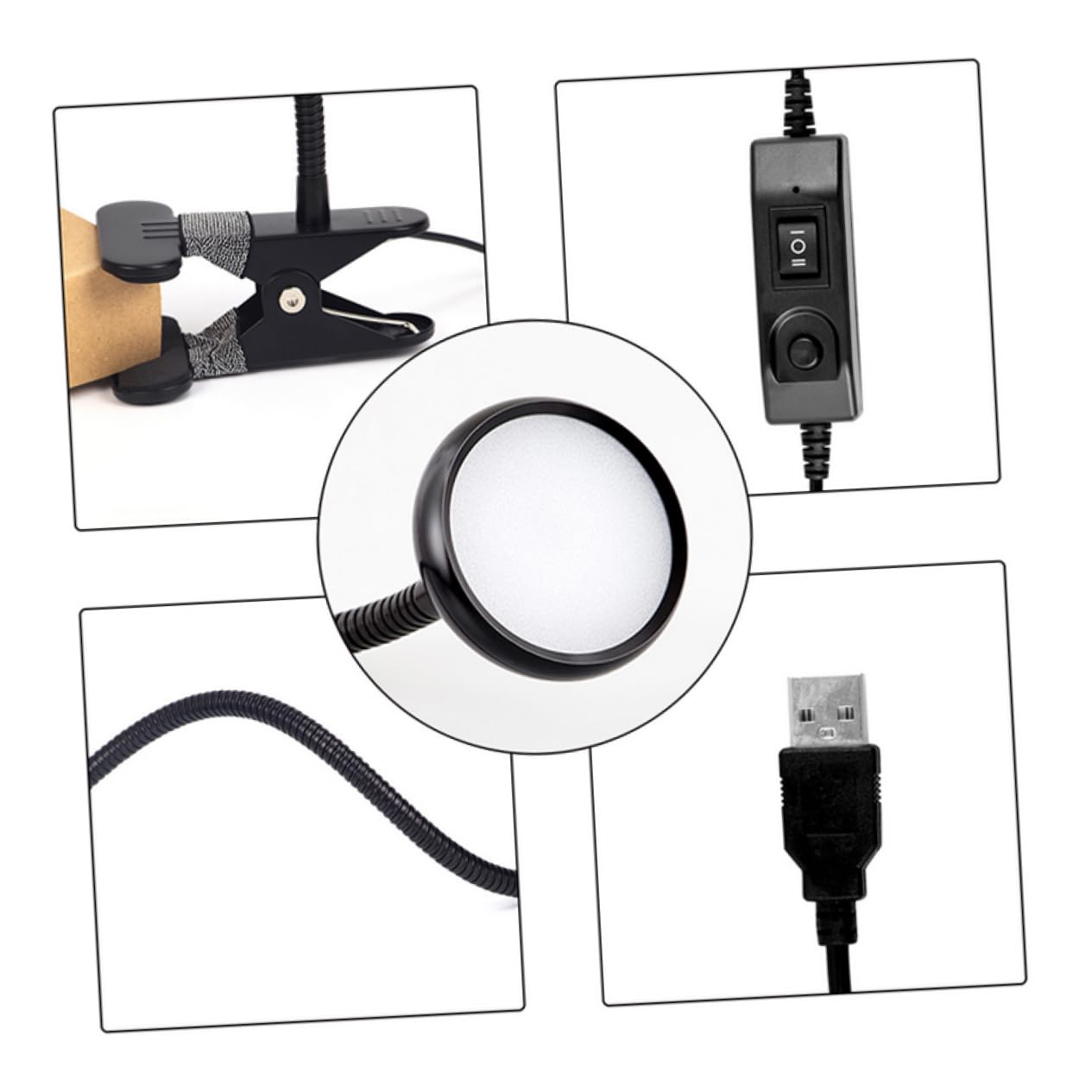 Lámpara de Lectura USB con Clip Recargable LED Varios estilos Brillo Ajustable y Brazo Flexible de Metal Lámpara de Escritorio para Lectura en Cama y Noche