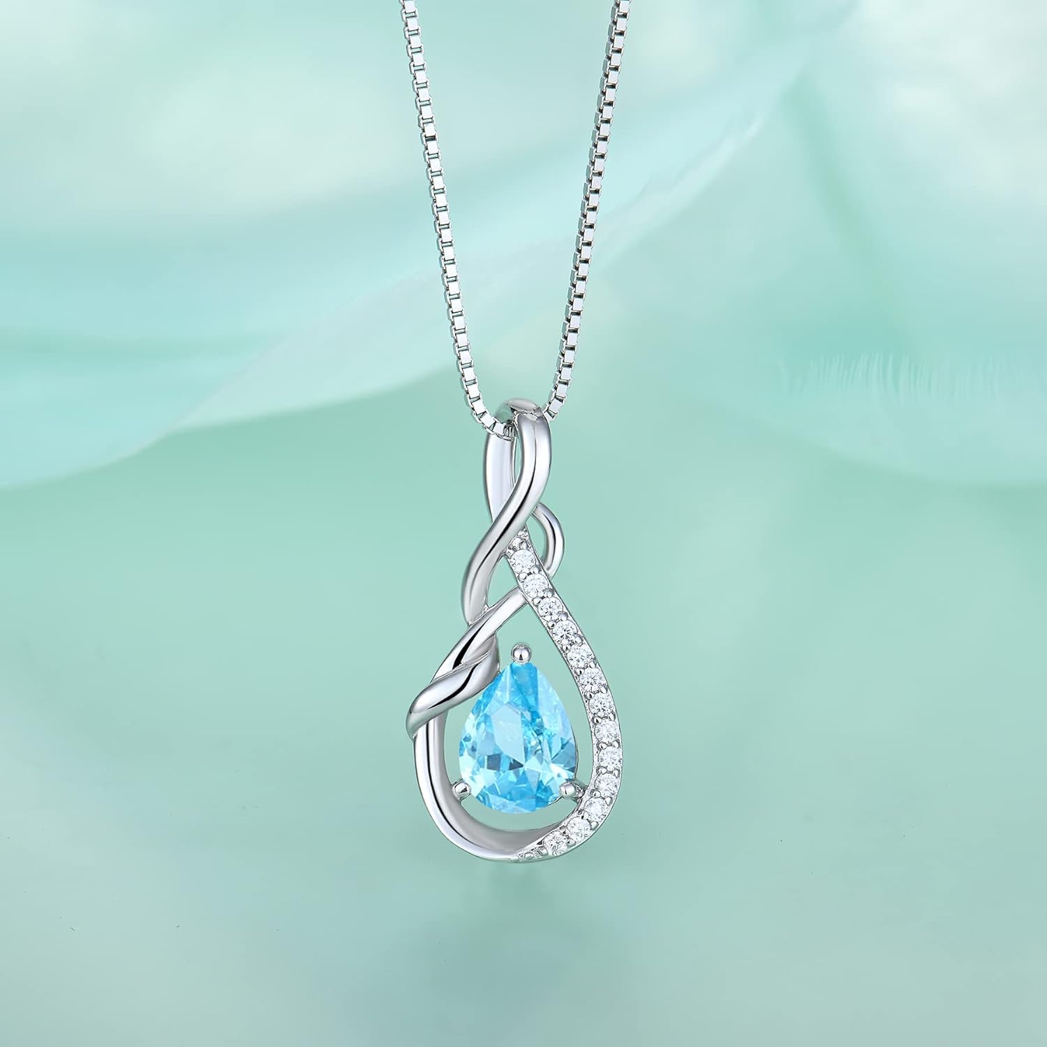 STARCHENIE Infinity Teardrop Pendant Necklace for Women 925 Sterling Silver Birthstone Jewelry - Image 4