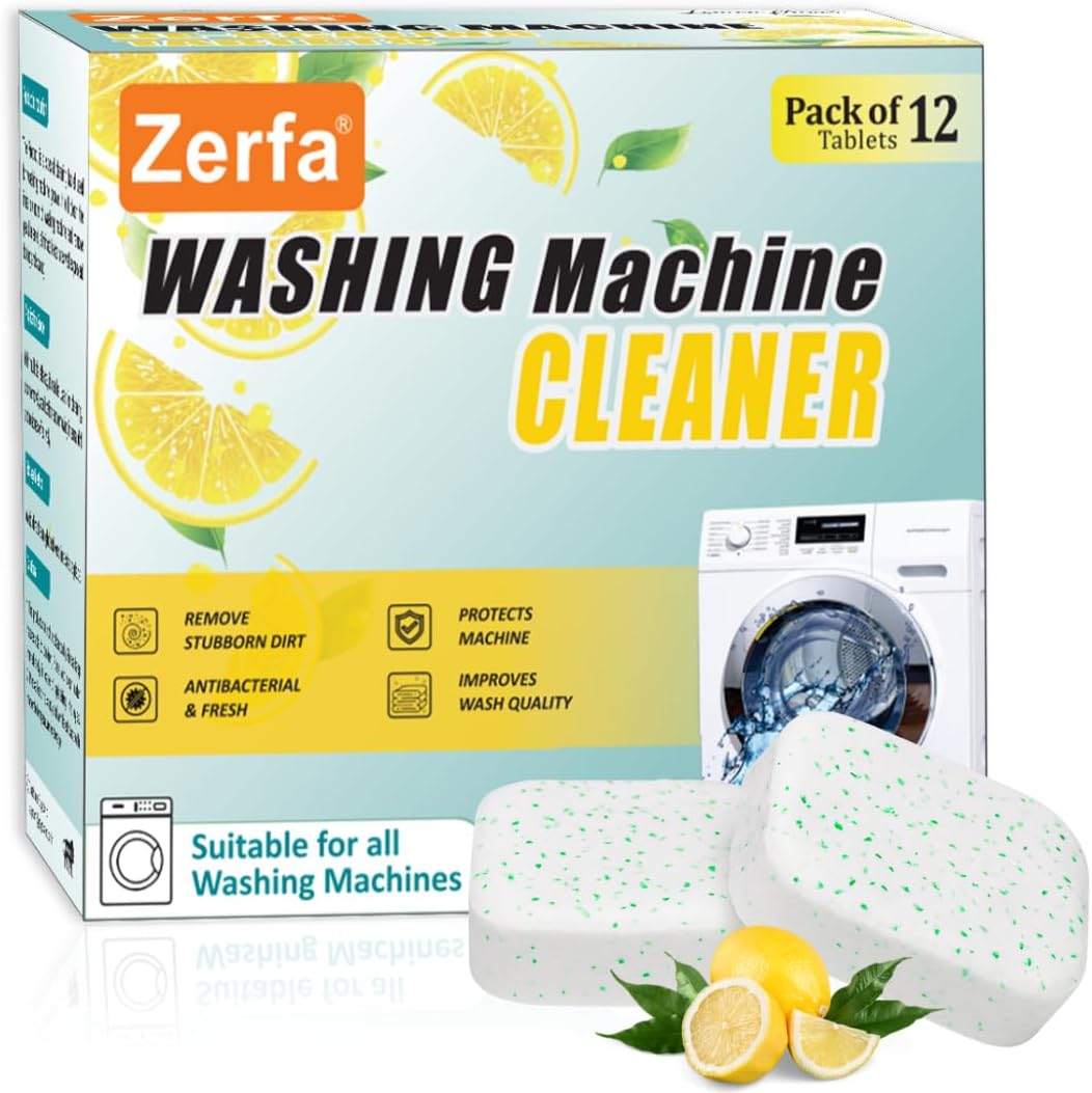 - (Pack of 24) Lemon-Scented Washing Machine Deep Cleaner Descaler Tablets, Powerful Descaling and Stain-Removing for Front and Top Load Machine
