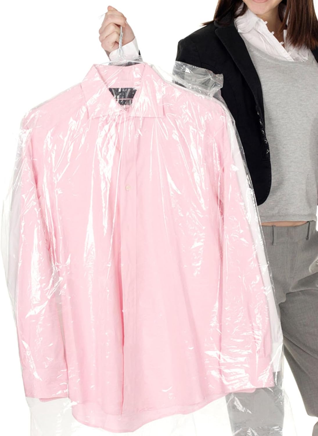 60pcs Dustproof Plastic Garment Covers 60x100cm Hanging Clothes Protector Bags for Wardrobe Storage and Travel