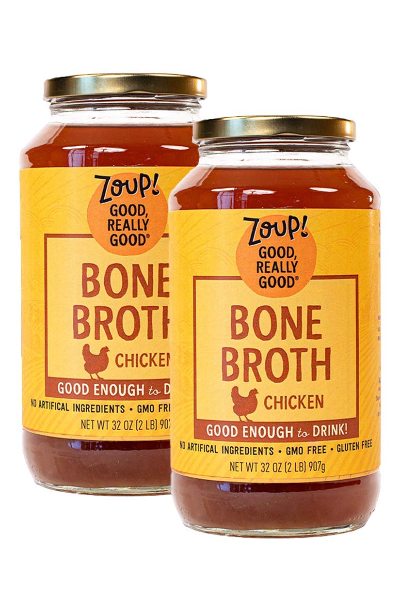 Chicken Bone Broth by Zoup! Keto-Friendly, Gluten Free, Fat Free, Non-GMO Clear Chicken Broth - Great for Stock, Bouillon, Soup Base or in Gravy - 2-Pack (32 oz)