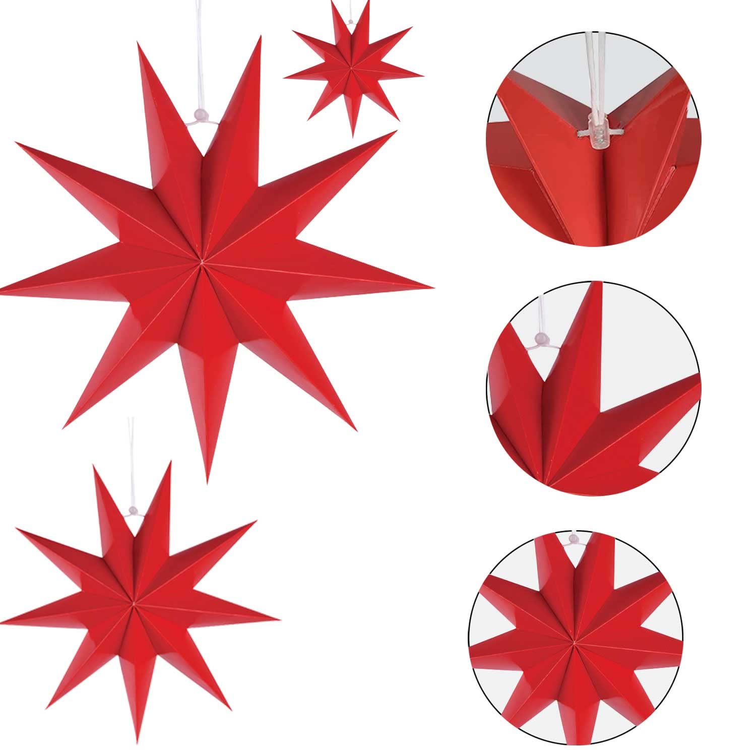 Papieren kerstster Luma - 45 cm - 7 punten - incl. verlichtingskabel