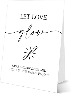 Let Love Glow Sign Wedding, Bridal Shower Decorations, 8×11 Sign with Stand for Wedding Open Bar Decor
