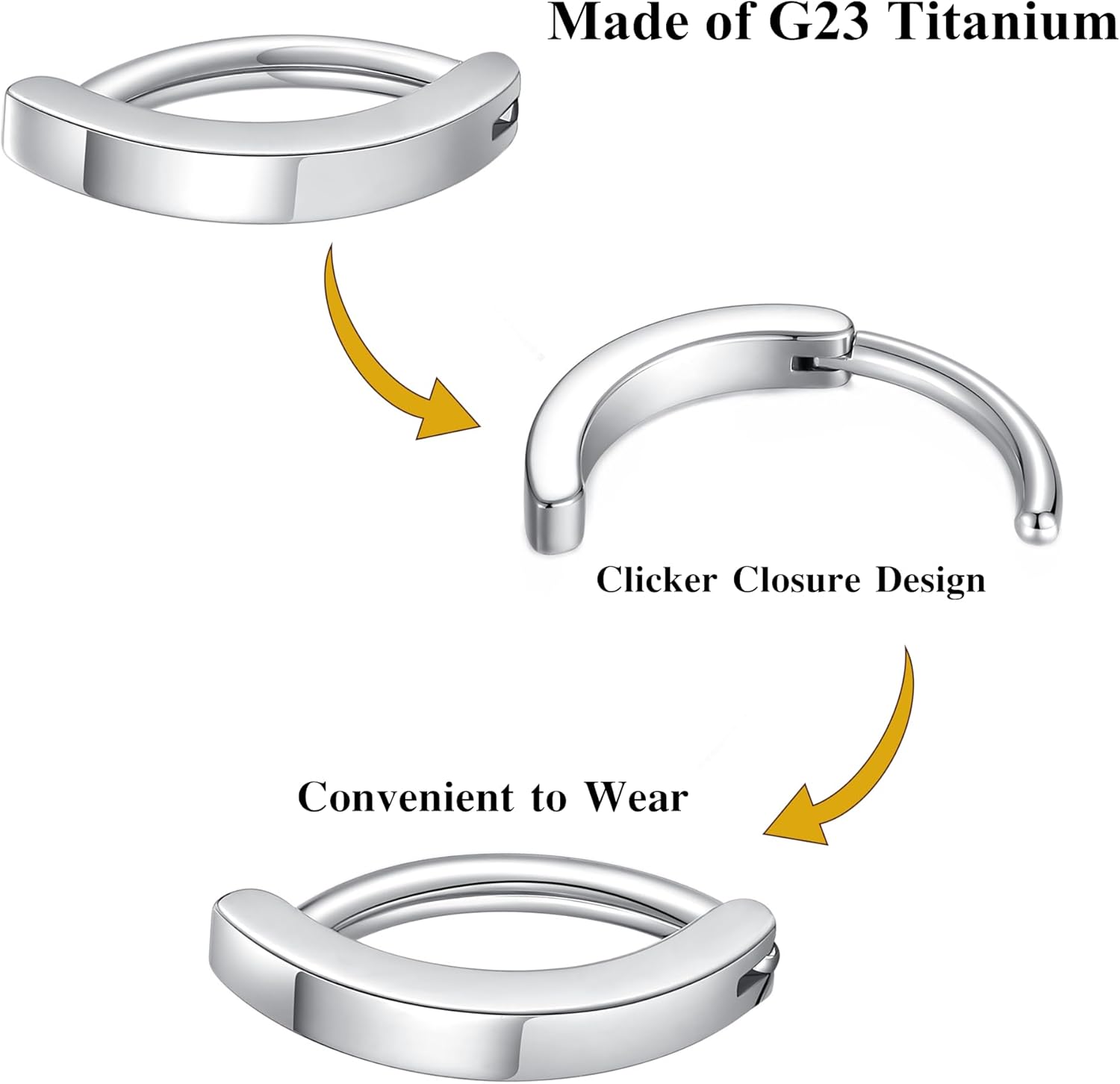 G23 Titanium Clicker Belly Button Ring Navel Rings Body Belly Piercing Jewelry 14G 14mm 12mm 10mm 8mm - Image 3