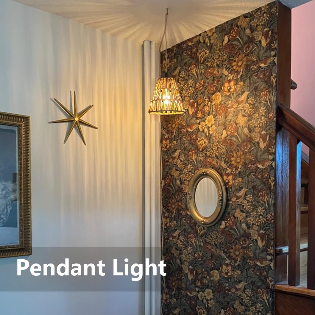 3 Pack Small Rattan Lamp Shade Boho Shades Replacement Vintage Hanging Light Shades, Wicker Woven Lampshade for Floor Lamps Table Light Chandelier Wall Sconces Pendant Light Fixture