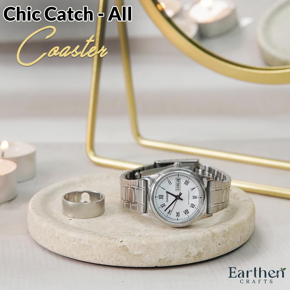 Travertine Marble Coasters Set of 4 for Drinks 4 Inches Round Drink Coaster for Kitchen Countertop, Modern Home Decor and Perfect for Gifting