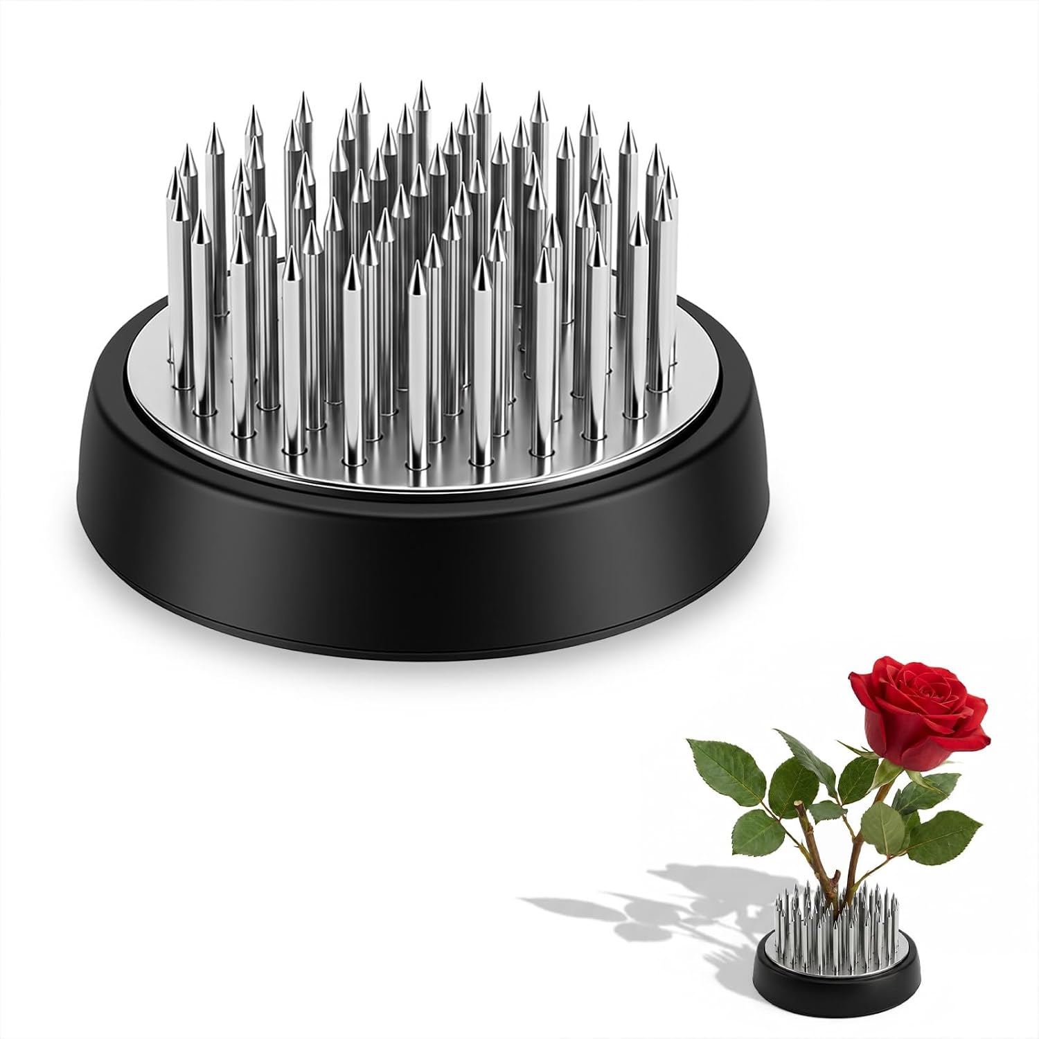 FNANJWQ Stainless Floral Frogs Kenzan, Round Metal Flower Frog Vase Arranger Pin Holder Floral Frogs Tool for Ikebana, DIY Flower Craft Arrangements for Flowers Fixed Plant Decoration